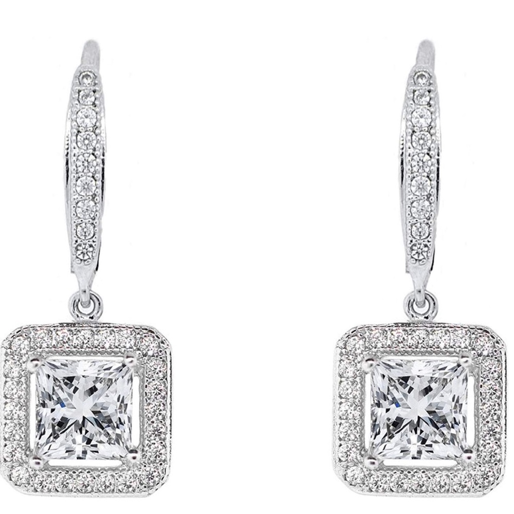 Cut Drop Earrings with Cubic Zirconia Crytals